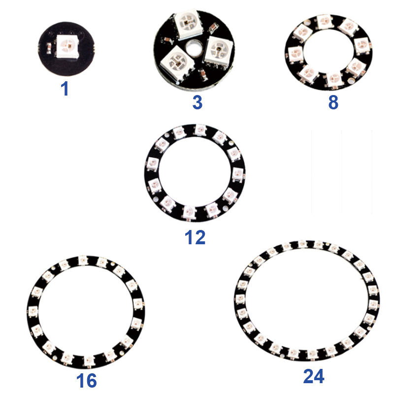 WS2812 1/3/8/12/16/24X5050 RGB Pixel Circle Maker LED With Integrated Drivers